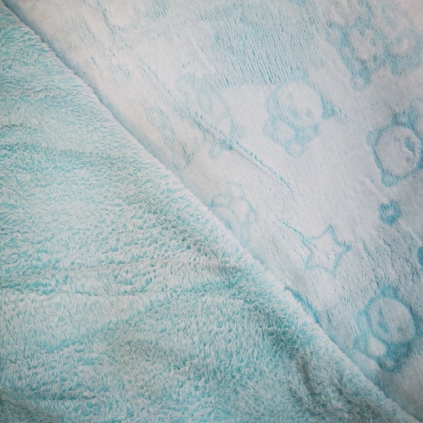 Cuddle Fleece - TEDDIES AND STARS ON SKY BLUE